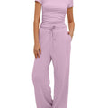 Casual Suit Ruffled Short Sleeve Top High Waist Wide-Leg Pants Sportswear