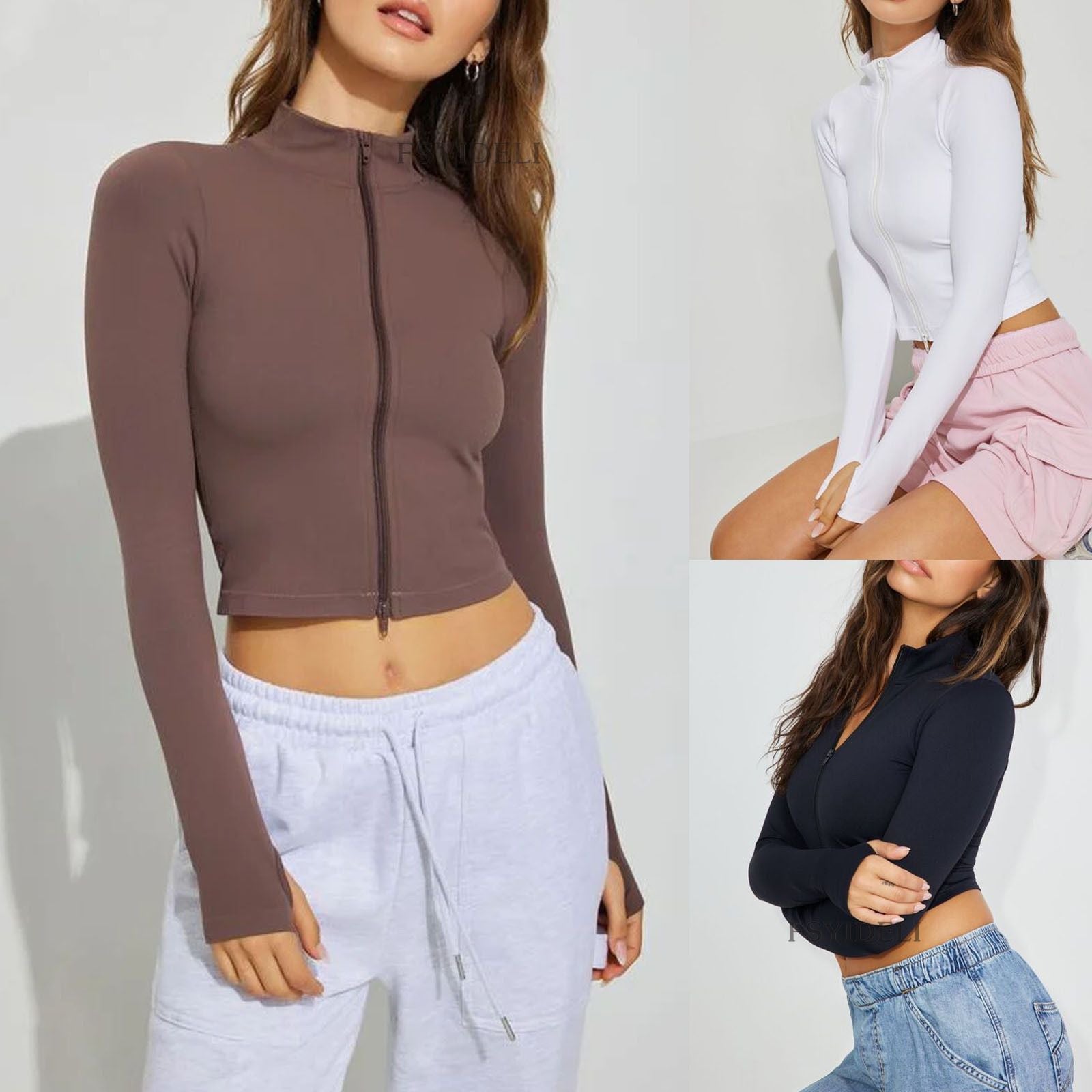 Yoga Jacket New Sunscreen Stand-Up Collar Zipper Cardigan Sports Long-Sleeved Jacket