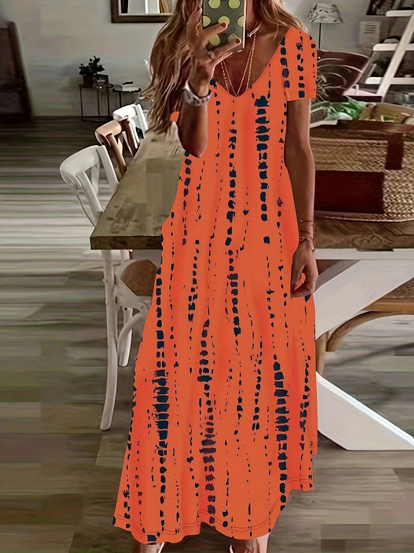 Tie-Dye Print Large Swing Long Skirt Hugh