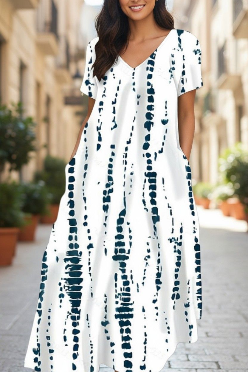 Tie-Dye Print Large Swing Long Skirt Hugh