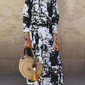 New Long Crew Neck Print Long Sleeve Women'S Dress