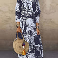 New Long Crew Neck Print Long Sleeve Women'S Dress