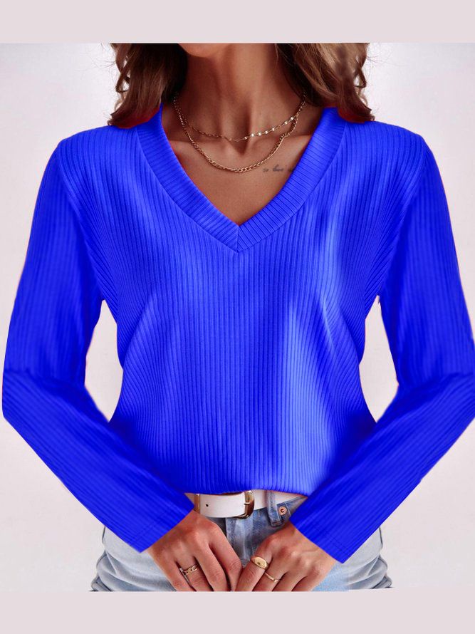 V-Neck T-Shirt Regular Length Casual Style Women'S Clothing