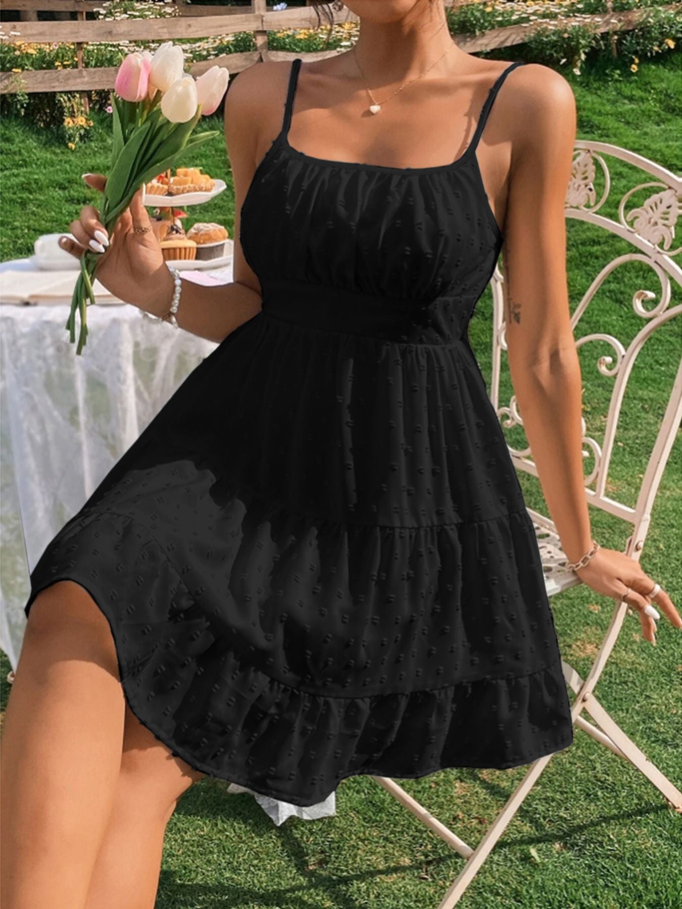 Summer Swiss Polka Dot Slip Dress