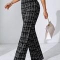 Casual Plaid Printed Pants Black Green