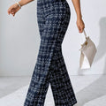 Casual Plaid Printed Pants Black Green