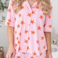 Pink Stars Short Sleeve Shirt and Shorts Bamboo Pajama Set