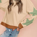 Parchment Star Patchwork Exposed Seam Oversized Sweatshirt